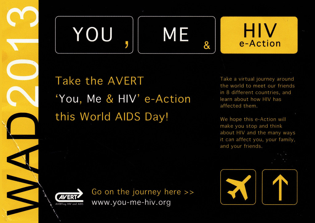 Large red AIDS ribbon flyer for World AIDS Day, illustrating Kenya HIV funding for NGOs